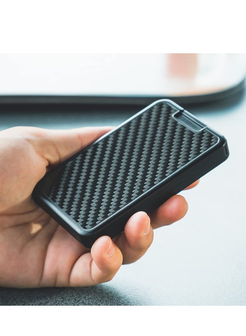Men's Minimalist RFID Blocking Carbon Fiber Wallet, Automatic Pop-Up Antitheft Card Holder - Image 5
