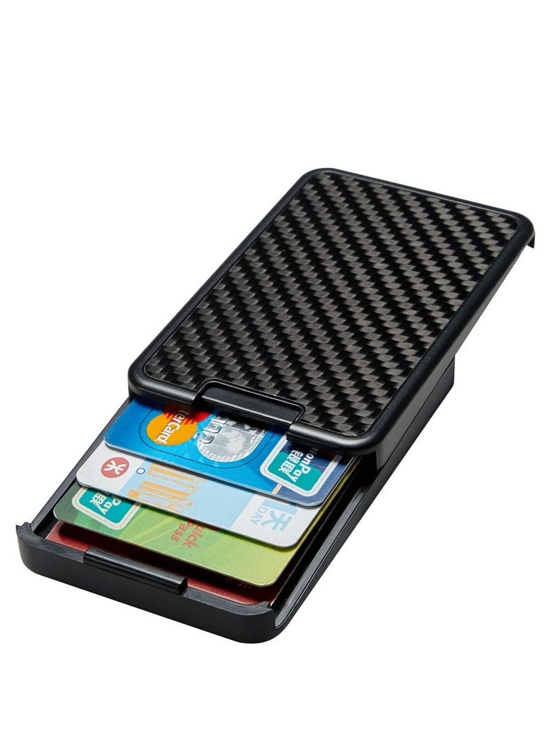 Men's Minimalist RFID Blocking Carbon Fiber Wallet, Automatic Pop-Up Antitheft Card Holder - Image 1