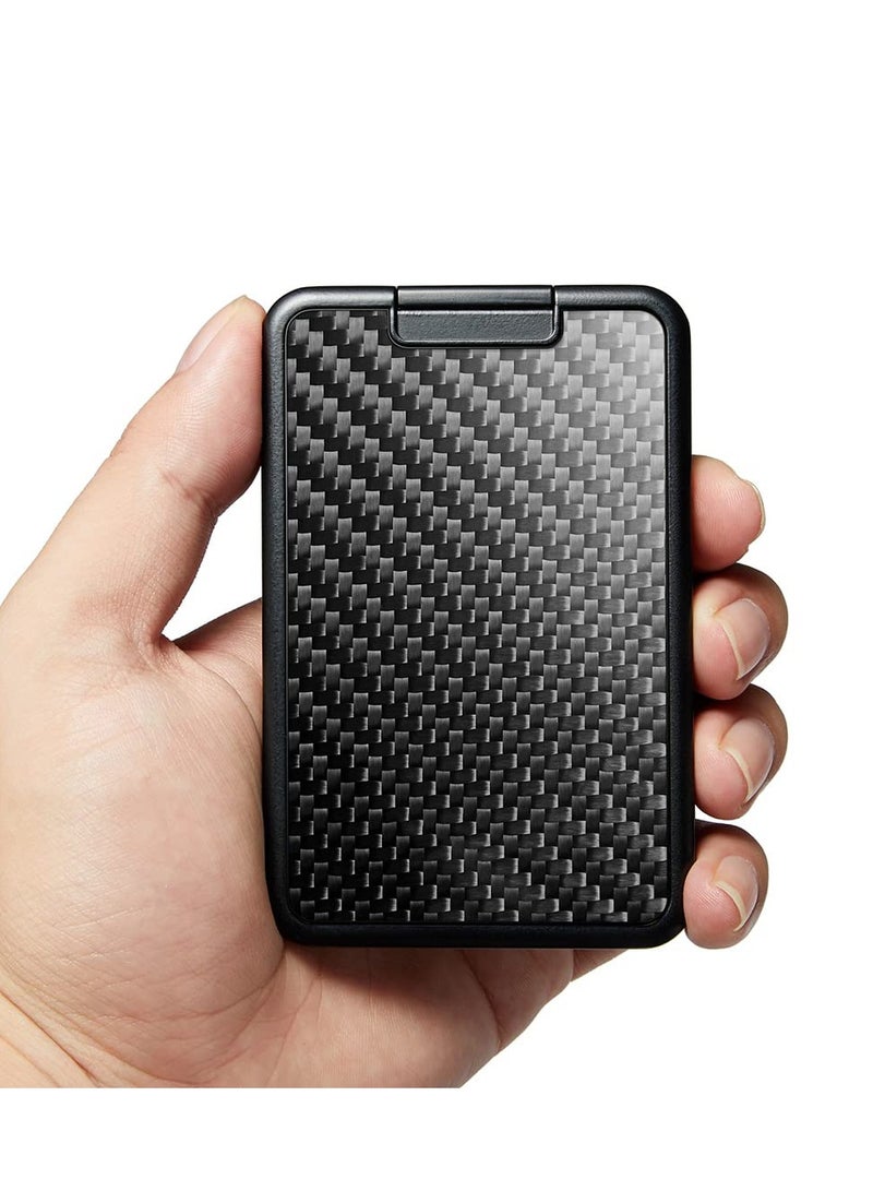 Men's Minimalist RFID Blocking Carbon Fiber Wallet, Automatic Pop-Up Antitheft Card Holder - Image 4
