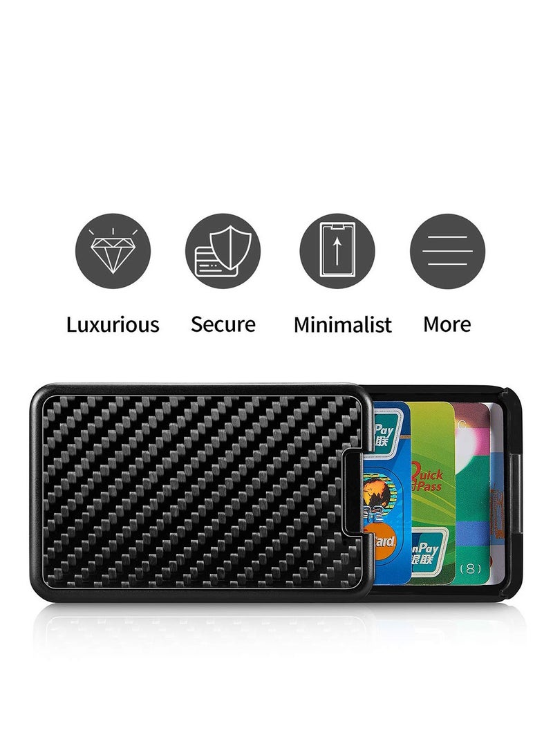 Men's Minimalist RFID Blocking Carbon Fiber Wallet, Automatic Pop-Up Antitheft Card Holder - Image 3