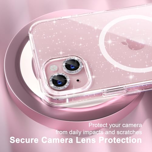 Choiche Compatible for iPhone 15 Plus Case Magnetic, Women Clear Glitter Sparkly Case, [2xDiamond Camera Lens Protectors] [2xTempered Glass Screen Protectors] [Compatible MagSafe] (Glitter Clear) - Image 3