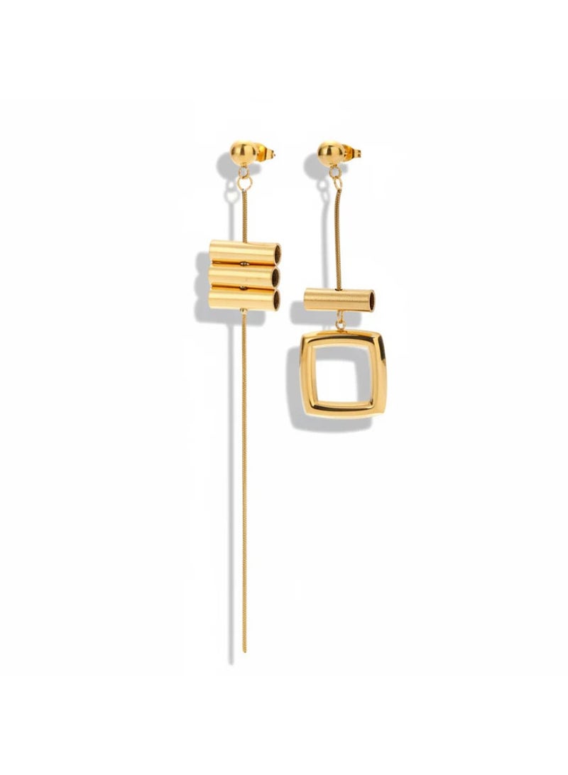 Bariq Parallel Gold Drop Earrings - Tarnish Free - Image 1