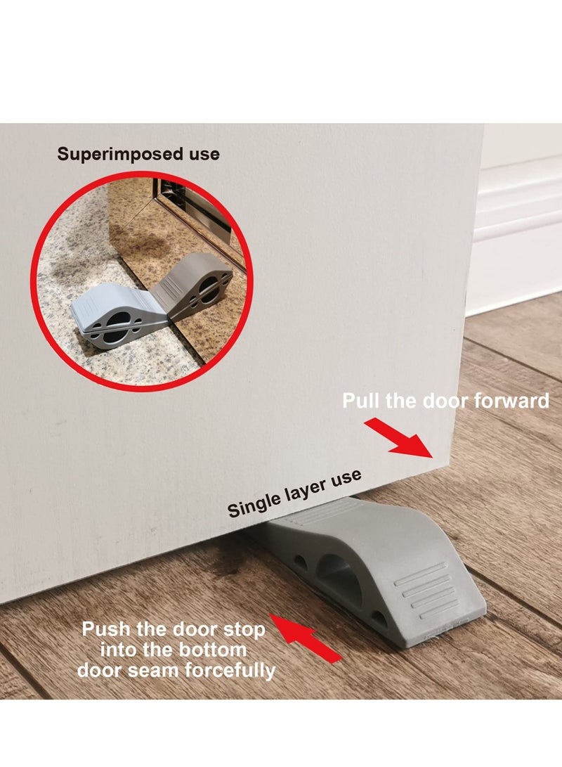 3 Pack Grey Rubber Door Stoppers Multi Surface Door Wedge Security For 08 Inch Clearance - Image 5