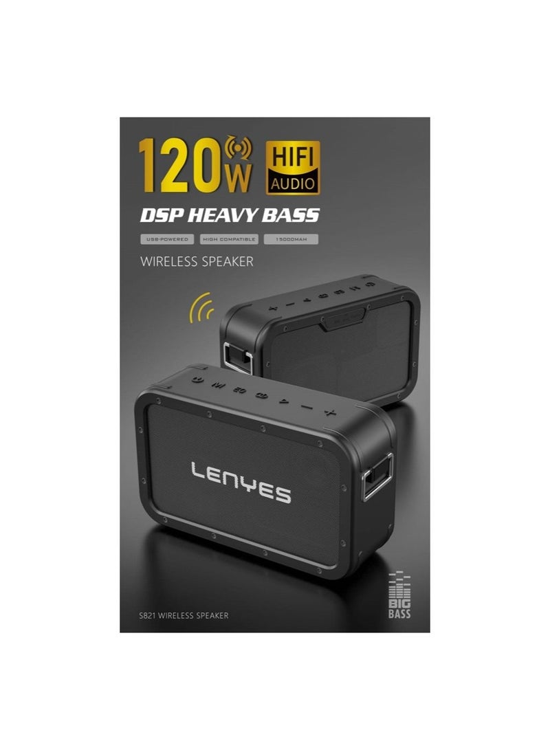 Lenyes S821 120W Wireless Bluetooth Speaker with DSP and Super Bass - Image 1