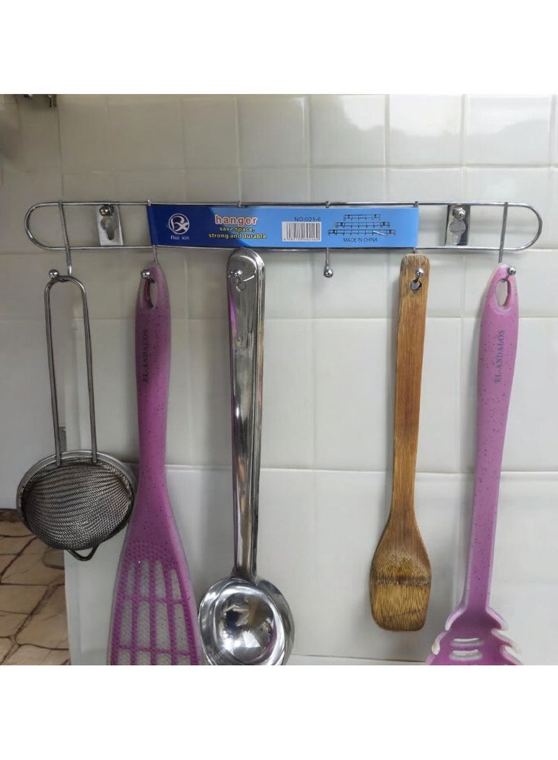 (3 PCS) Over Door Clothes Hangers with Double Sided Adhesive - Kitchen Hanger Hangers - Kitchen Hanger Organizer for Easy Hanging with Double Sided - Non-slip Metal Clothes Hangers with Double Sided for Easy Adhesive on the Wall, Durable and Heavy Duty, Coat and Clothes Hangers - Metal Laundry Hangers for Adults - Door Hanger for Clothes and Clothing - Bathroom and Bedroom Door Hanger - Door Hanger - Over Door Metal Hanger with 6 Hooks Organizer for Towels, Clothes, Keys, Robes, and Caps - Metal Hangers Over Door with 6 Hooks, Suitable for Towels, Coats, Clothes, Caps, Bedroom, Bathroom - Door Coat Hangers Over Door Towel Rack for Caps, Coats, Jackets, Bags, Scarves, Belt, and Umbrellas  - Image 4