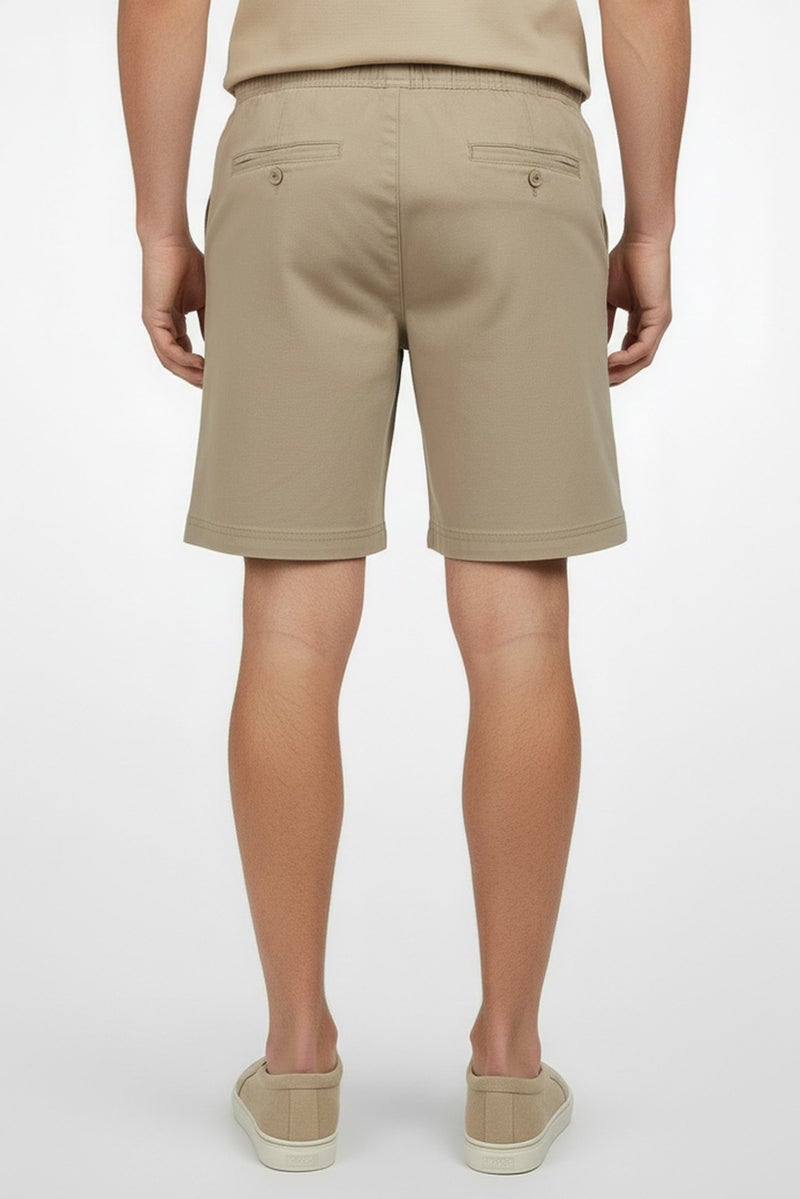 Threadbare Men Plain Basic Shorts, Taupe - Image 4