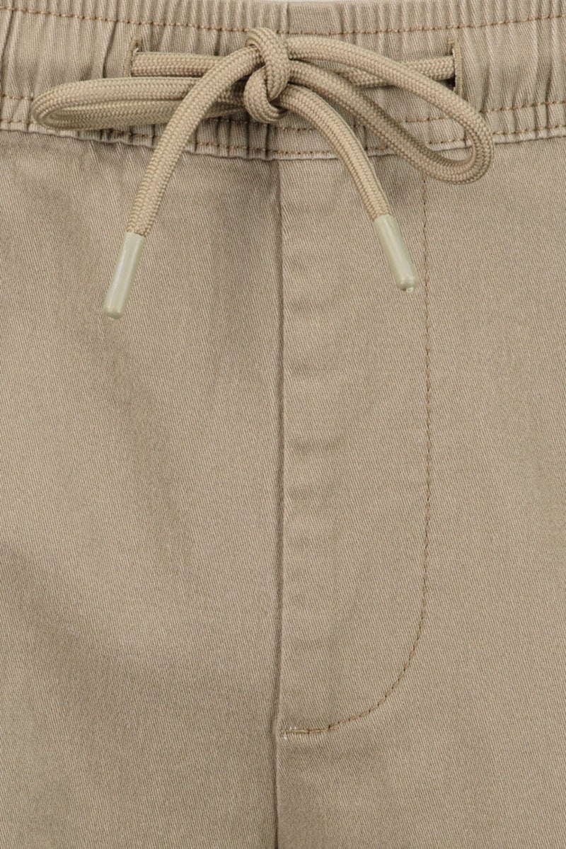 Threadbare Men Plain Basic Shorts, Taupe - Image 5