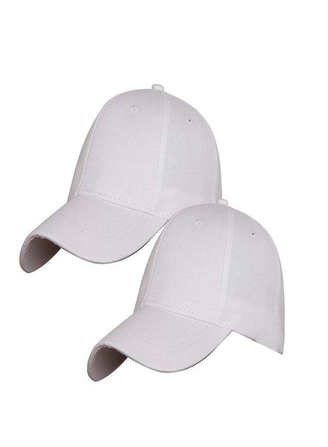 Finix Boy's & Girl's Cotton Adjustable Baseball Cap (White, Free Size)-(Pack of 02) - Image 1
