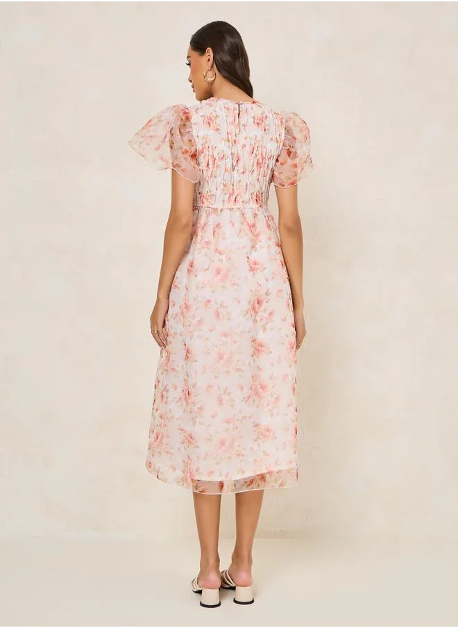 Styli Floral Organza Dress