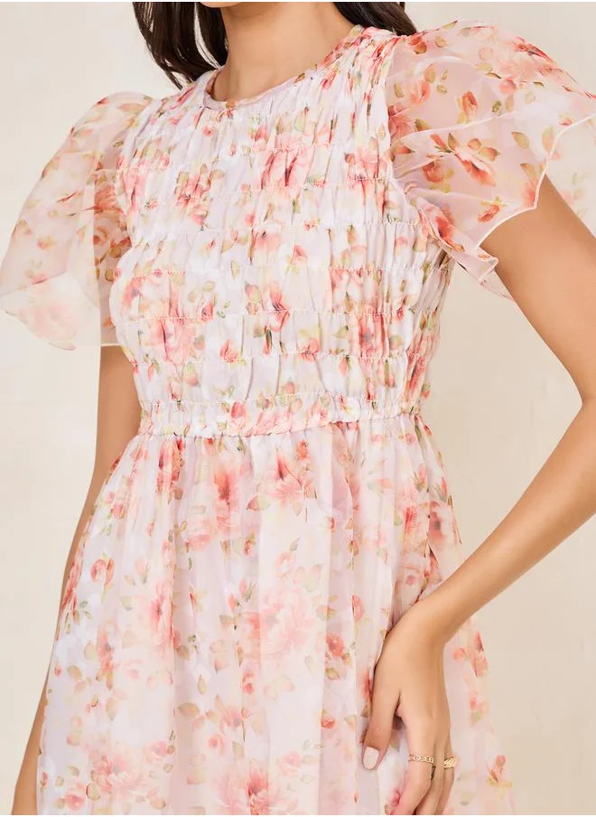 Styli Floral Organza Dress