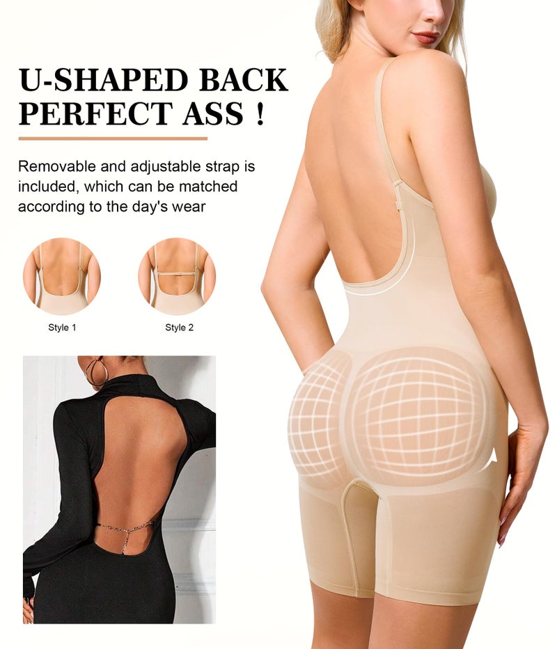 Irisnaya Shapewear Bodysuit for Women Tummy Control Backless Low Back Body Suits for Womens Full Body Shaper Body Suit - Image 2