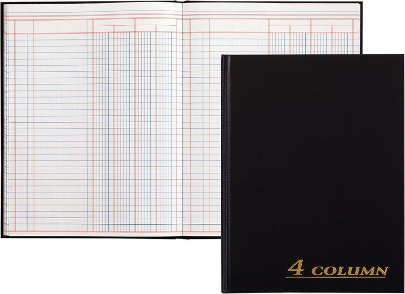 ADAMS Account Book, 4-Column, Black Cloth Cover, 9.25 x 7 Inches, 80 Pages Per Book (ARB8004M) (Pack of 2) - Image 2