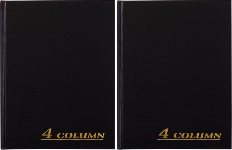ADAMS Account Book, 4-Column, Black Cloth Cover, 9.25 x 7 Inches, 80 Pages Per Book (ARB8004M) (Pack of 2) - Image 1