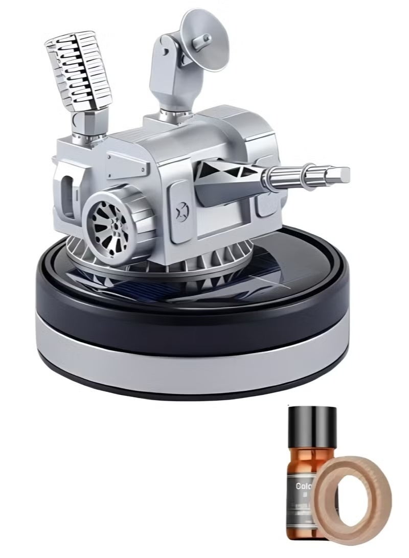 SENOROVA Solar Powered Rotating Aromatherapy Air Freshener for Car & Home – Aviation Aluminum Alloy Fragrance Diffuser, 360° Solar Energy Rotation, Long-Lasting Car Perfume, Silver - Image 1