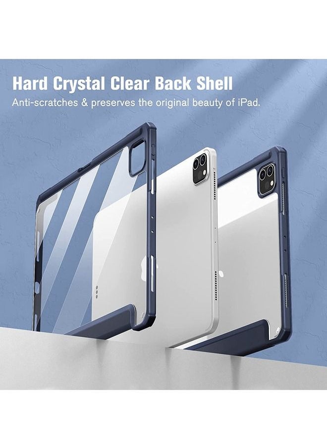 Rock Pow - Protective Case Cover For Apple iPad Pro 11 inch (2022/2021/2020/2018) Generation with Pencil Holder, [Support Apple Pencil Charging and Touch ID], Clear Transparent Case with Auto Wake/Sleep,Blue - Image 1