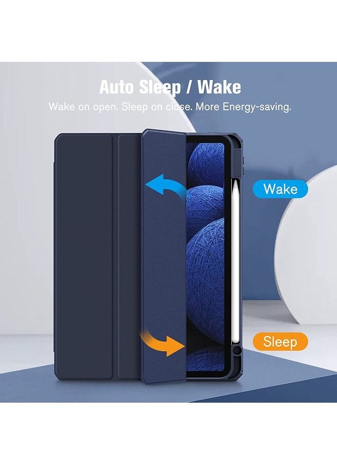 Rock Pow - Protective Case Cover For Apple iPad Pro 11 inch (2022/2021/2020/2018) Generation with Pencil Holder, [Support Apple Pencil Charging and Touch ID], Clear Transparent Case with Auto Wake/Sleep,Blue - Image 1