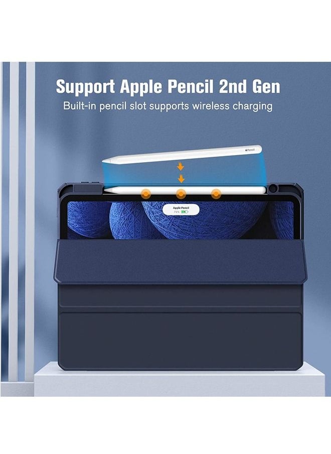 Rock Pow - Protective Case Cover For Apple iPad Pro 11 inch (2022/2021/2020/2018) Generation with Pencil Holder, [Support Apple Pencil Charging and Touch ID], Clear Transparent Case with Auto Wake/Sleep,Blue - Image 1