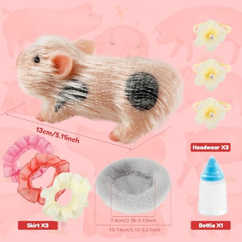 HOTBEST Silicone Pig Silicone 5 Inch Lifelike Pig Doll with Nursing Bottle and Clothing Accessories Cute Realistic Miniature Reborn Interesting Full Body Toys White G - Image 5