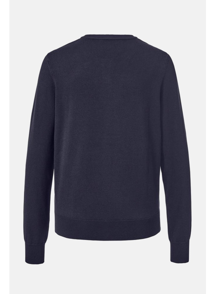 Tchibo - Women Round Neck Long Sleeve Solid Cardigan, Navy - Image 1