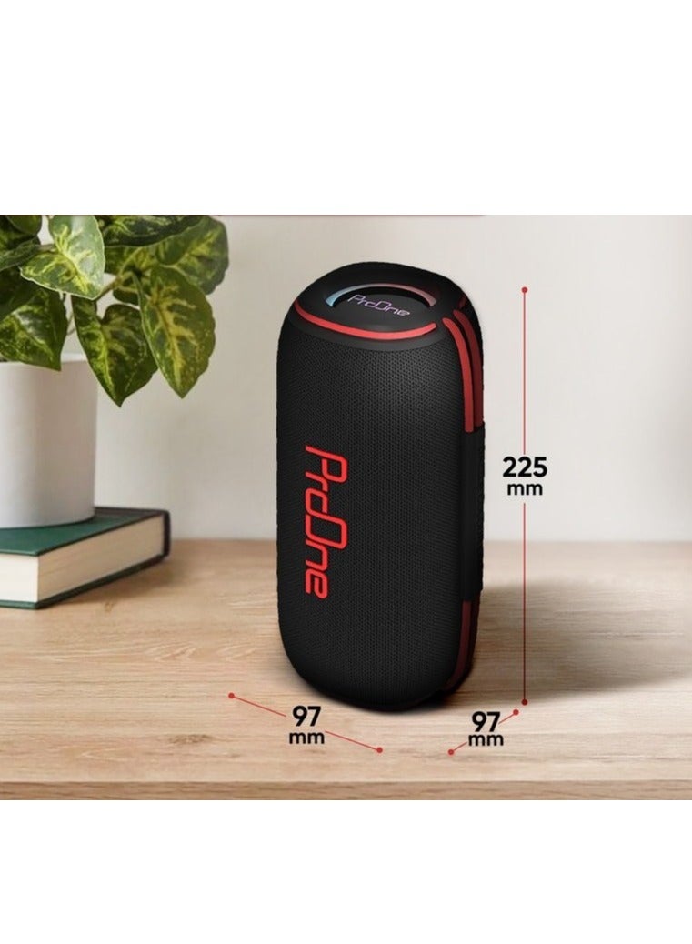 ProOne ProOne Portable Wireless Speaker - Bluetooth 5.3, 15W x 2 Stereo, IPX6 Waterproof, 4500mAh Rechargeable Battery, Hands-Free Calling, USB Input - Black  - Image 1