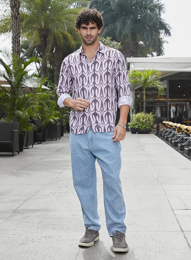 كامبوس سوترا Men's Amethsyt Purple Trident Imprint Shirt
