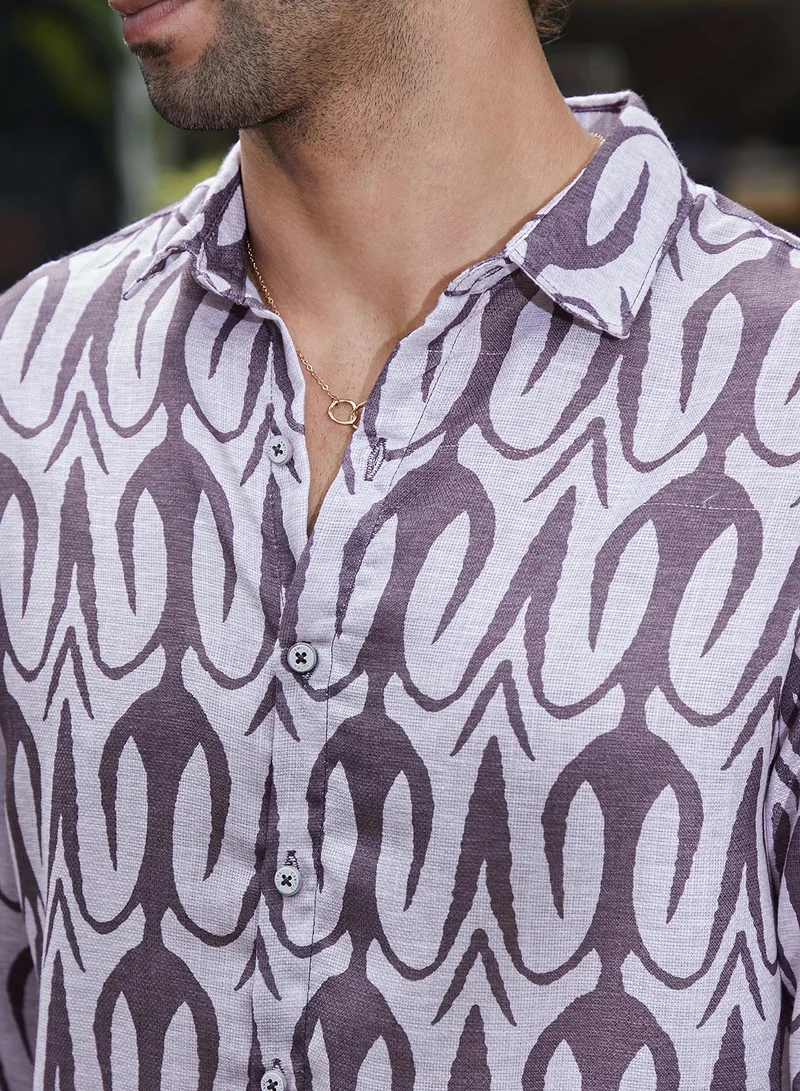 كامبوس سوترا Men's Amethsyt Purple Trident Imprint Shirt