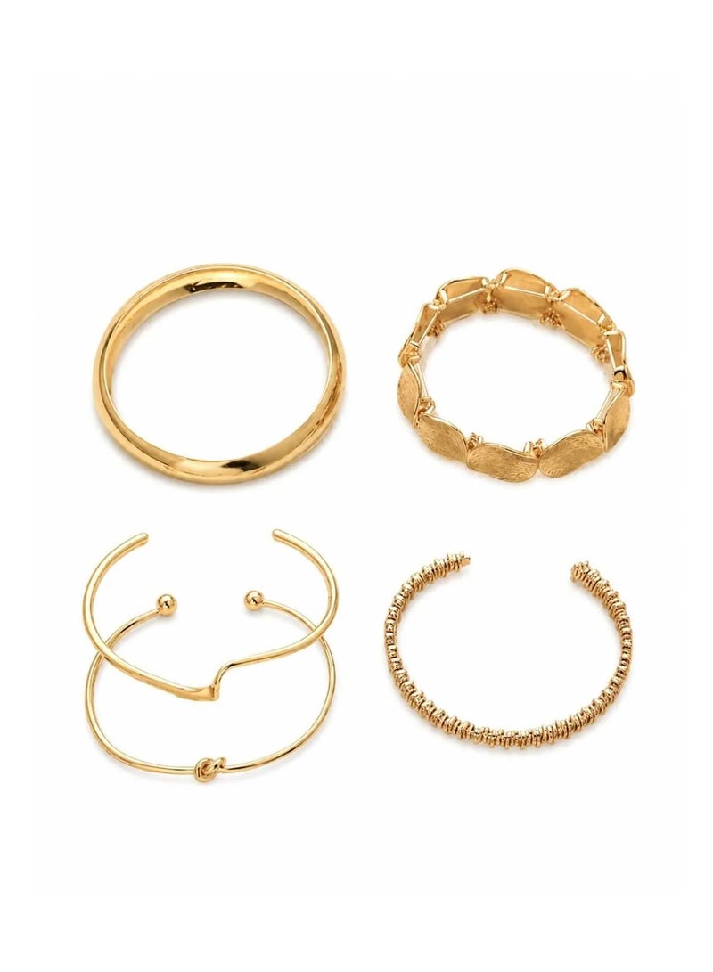 veya 5-Piece Gold Women's Bracelet Set with Luxurious, Modern Designs – Elegant Bracelets for Everyday Wear, Special Occasions, and Distinctive Gifts - Image 1