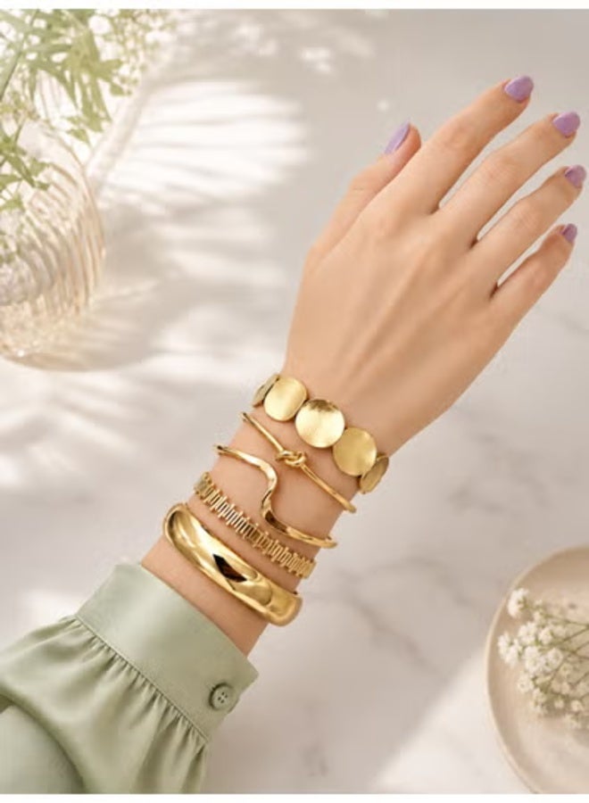 veya 5-Piece Gold Women's Bracelet Set with Luxurious, Modern Designs – Elegant Bracelets for Everyday Wear, Special Occasions, and Distinctive Gifts - Image 4