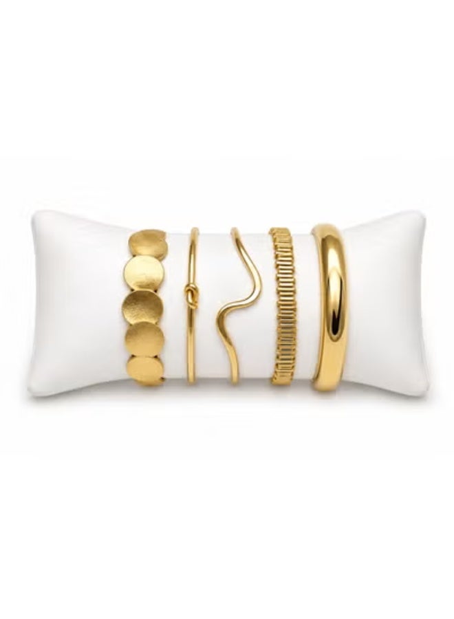 veya 5-Piece Gold Women's Bracelet Set with Luxurious, Modern Designs – Elegant Bracelets for Everyday Wear, Special Occasions, and Distinctive Gifts - Image 2