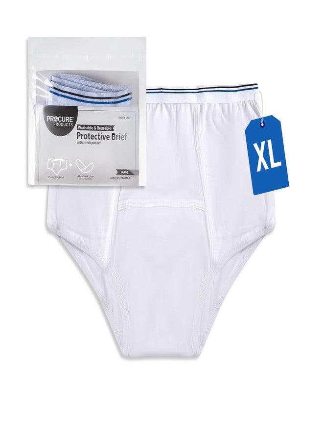 ProCure Men’s Protective Brief - Washable & Reusable Incontinence Underwear, XL 42-44 Hip Size, Cotton Brief with Liner Pocket - 1 Each - Image 1