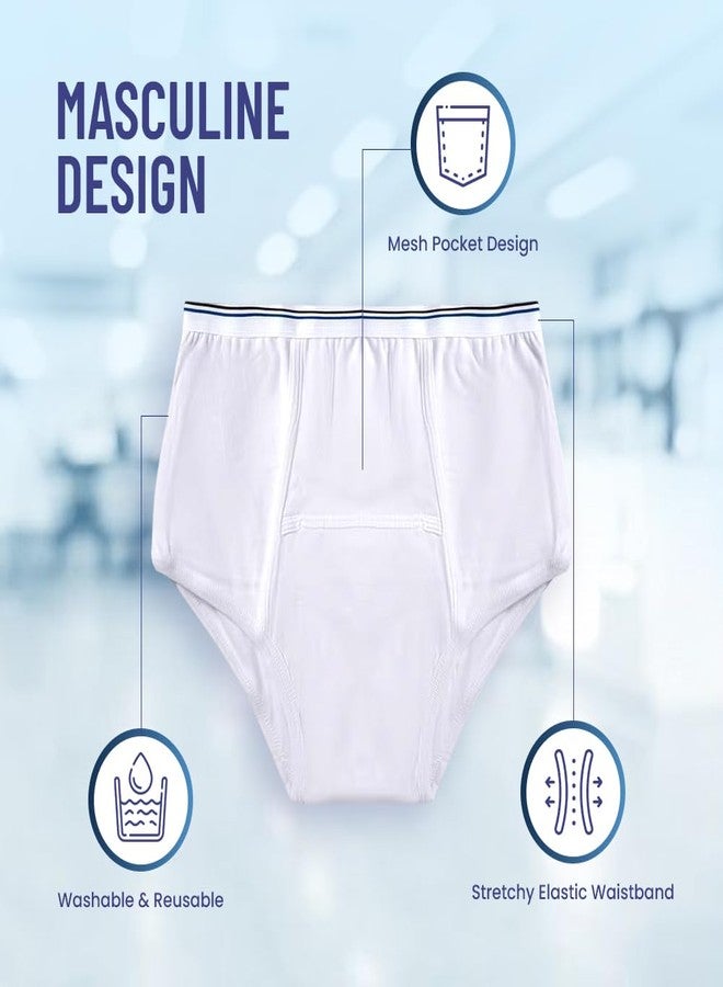 ProCure Men’s Protective Brief - Washable & Reusable Incontinence Underwear, XL 42-44 Hip Size, Cotton Brief with Liner Pocket - 1 Each - Image 3