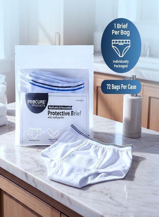 ProCure Men’s Protective Brief - Washable & Reusable Incontinence Underwear, XL 42-44 Hip Size, Cotton Brief with Liner Pocket - 1 Each - Image 2