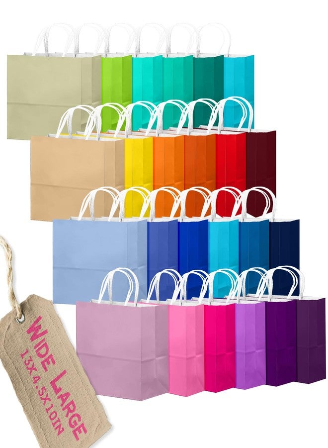 qiqee 100Pcs Paper Gift Bags with Handles - 12.6"x4.3"x10" Wide Large Party Favor Bags - 24 Solid Colors - Image 1