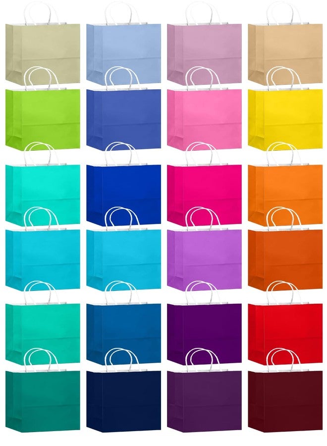 qiqee 100Pcs Paper Gift Bags with Handles - 12.6"x4.3"x10" Wide Large Party Favor Bags - 24 Solid Colors - Image 2