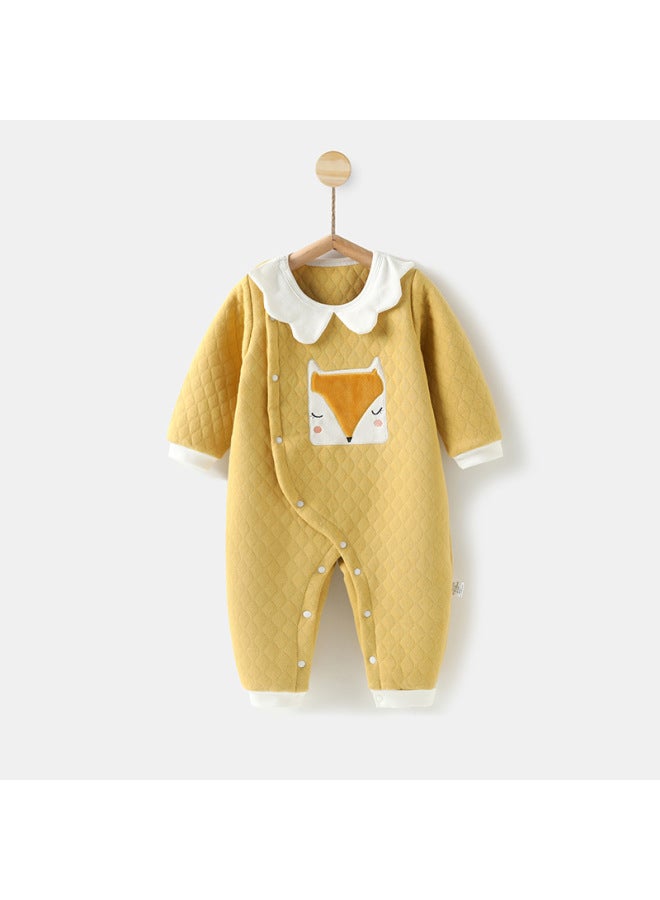 Baby's Cotton-padded Jumpsuit Spring, Autumn And Winter Slant Open Pajamas Newborn's Warm Clothes Cotton Baby's Climbing Clothes