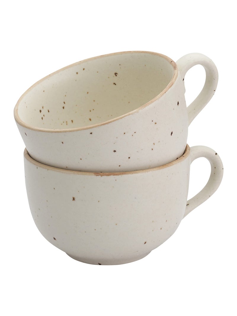 miah decor Stoneware Handcrafted Matte Finish Jumbo Soup Bowl- Set of 2; 100% Food Safe, Microwave Safe, Dishwasher Safe Matte Finish Ceramic Soup Bowl - Cream, (Size WxH:-7X5 inches; Volume:- 600 ml) - Image 2