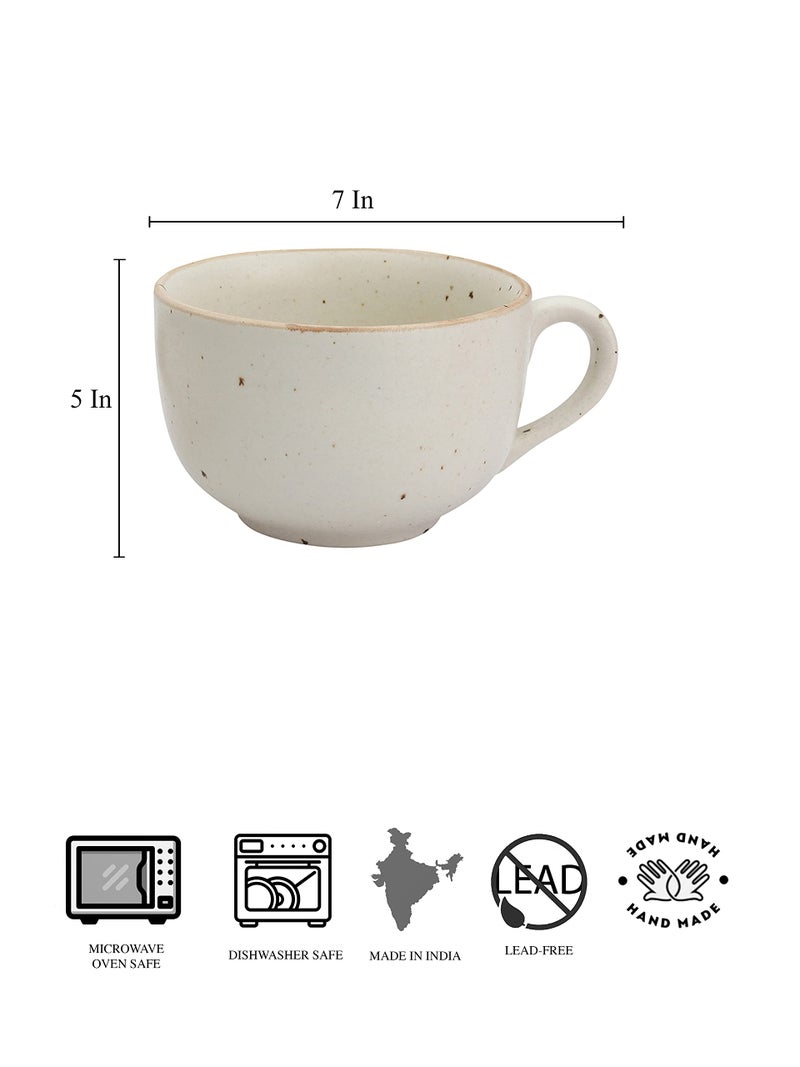 miah decor Stoneware Handcrafted Matte Finish Jumbo Soup Bowl- Set of 2; 100% Food Safe, Microwave Safe, Dishwasher Safe Matte Finish Ceramic Soup Bowl - Cream, (Size WxH:-7X5 inches; Volume:- 600 ml) - Image 3