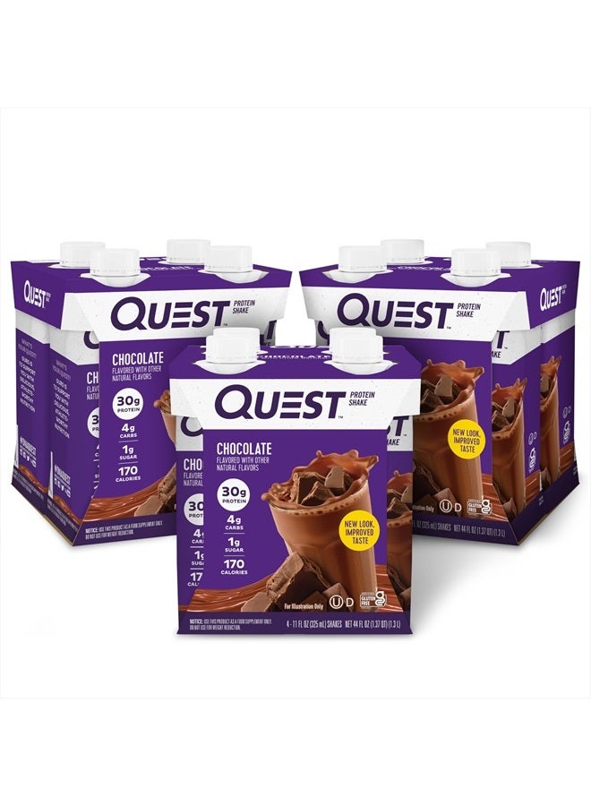 Quest Nutrition مشروب بروتين الشوكولاتة الجاهز للشرب، غني بالبروتين، منخفض الكربوهيدرات، خالٍ من الجلوتين، مناسب لنظام الكيتو الغذائي، 11 أونصة سائلة - عبوة من 12 قطعة - Image 1