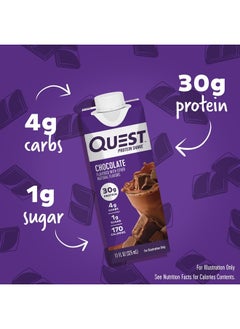 QUEST NUTRITION Ready To Drink Chocolate Protein Shake, High Protein, Low Carb, Gluten Free, Keto Friendly, 11 fl oz - Pack of 12  - Image 2