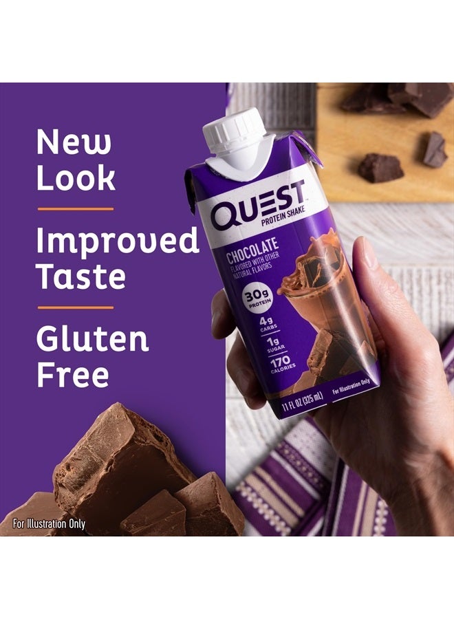 Quest Nutrition مشروب بروتين الشوكولاتة الجاهز للشرب، غني بالبروتين، منخفض الكربوهيدرات، خالٍ من الجلوتين، مناسب لنظام الكيتو الغذائي، 11 أونصة سائلة - عبوة من 12 قطعة - Image 3