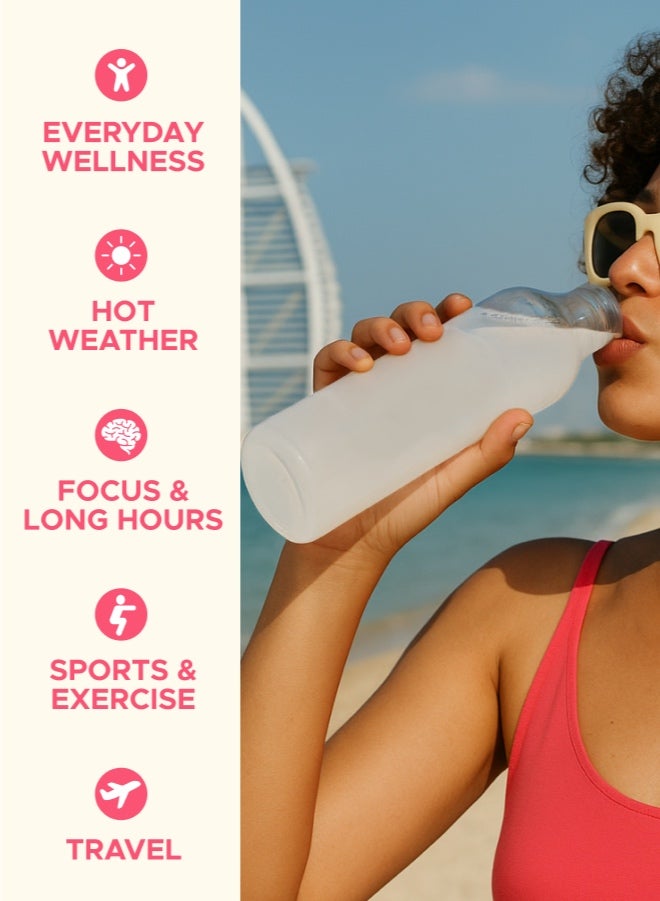 ون شوت ترطيب يومي خالٍ من السكر. معادن وفيتامينات متعددة بنكهة الخوخ الأبيض المنعشة (١٤ ظرف) - Image 3