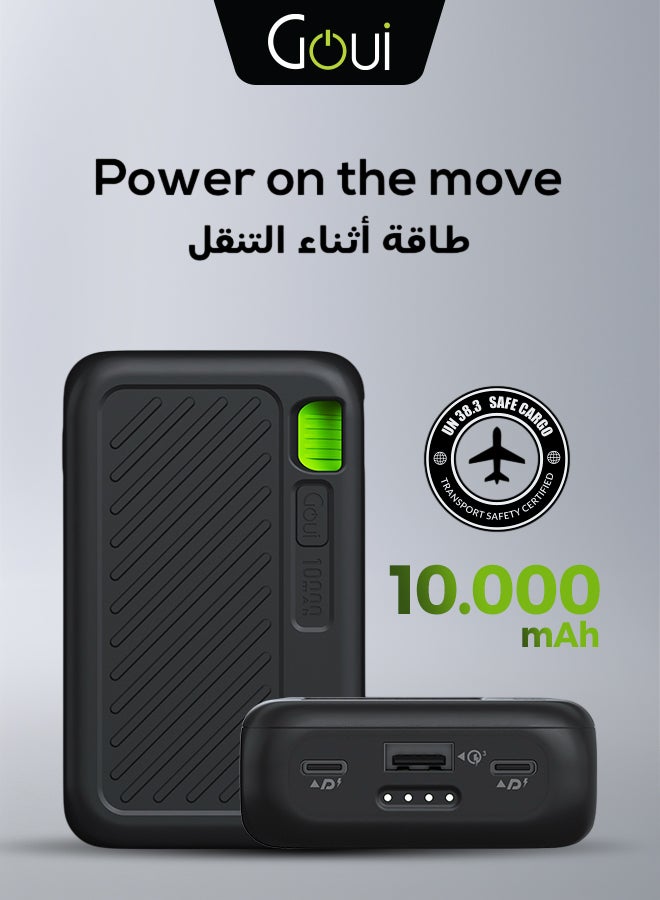 Goui 10000 mAh Singi Power Bank – High-Capacity Portable Charger for Smartphones, Tablets, and More | Charge Multiple Devices Simultaneously | Compact, Convenient, and Travel-Friendly - Black - Image 1