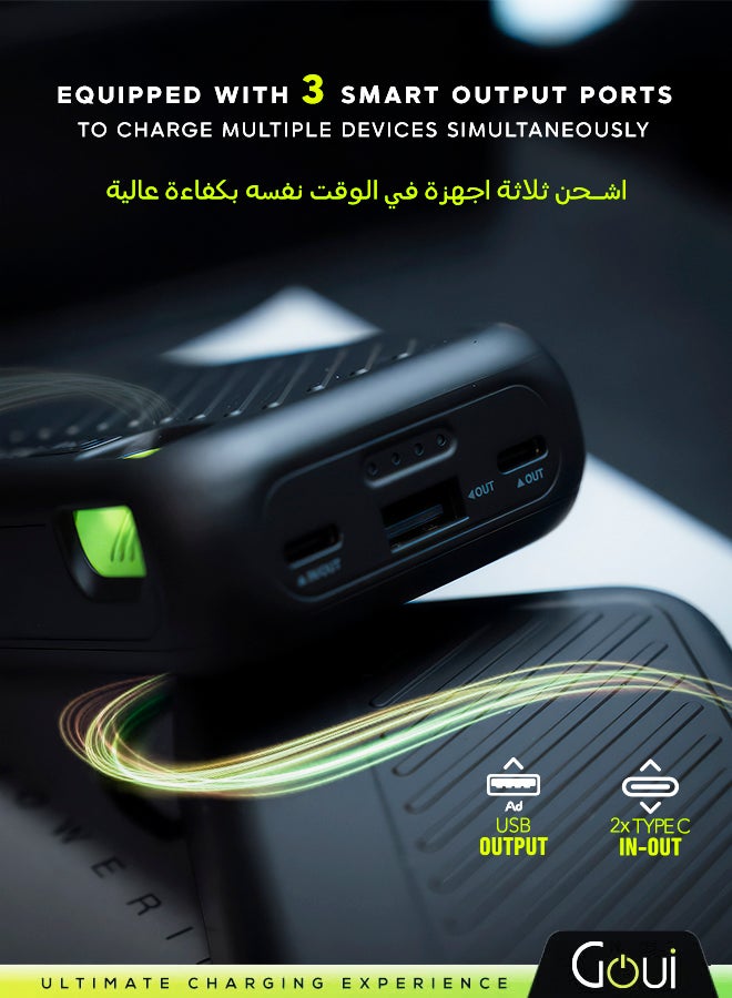 Goui 10000 mAh Singi Power Bank – High-Capacity Portable Charger for Smartphones, Tablets, and More | Charge Multiple Devices Simultaneously | Compact, Convenient, and Travel-Friendly - Black - Image 3