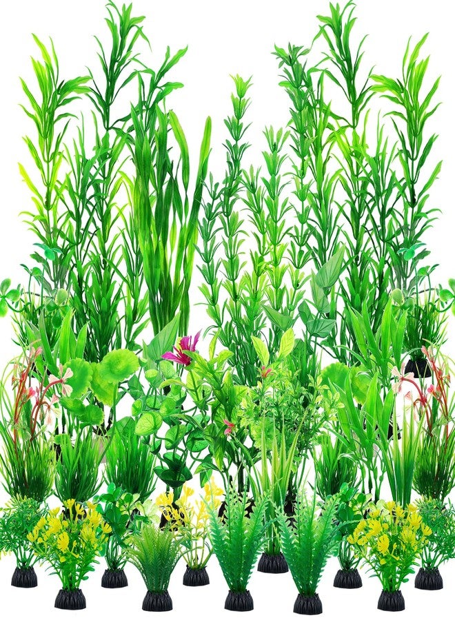CousDUoBe 30pcs Fish Tank Accessories Aquarium Decorations Green Plants, Fish Tank Decor, Aquarium Decor Plastic Plants - Image 1