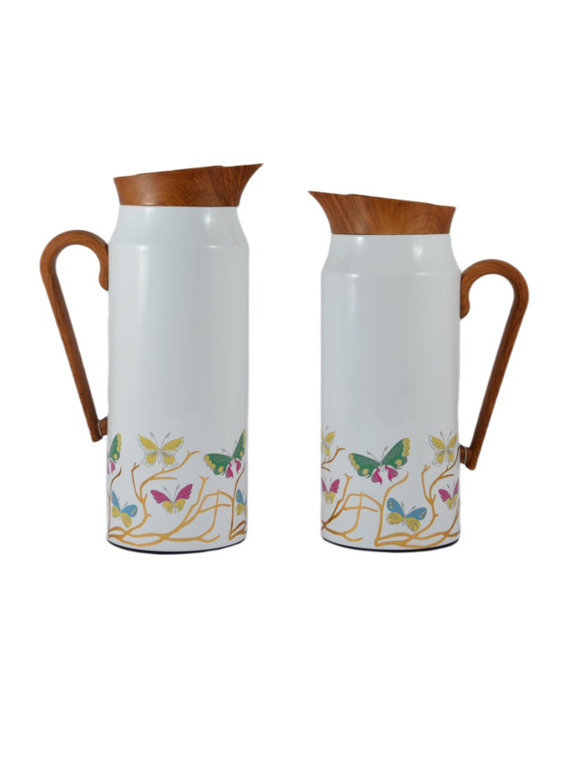 Home Maker 2-Piece Thermal Flask Set – 0.75L & 1L – Stainless Steel Exterior with Inner Glass Insulation - Image 2