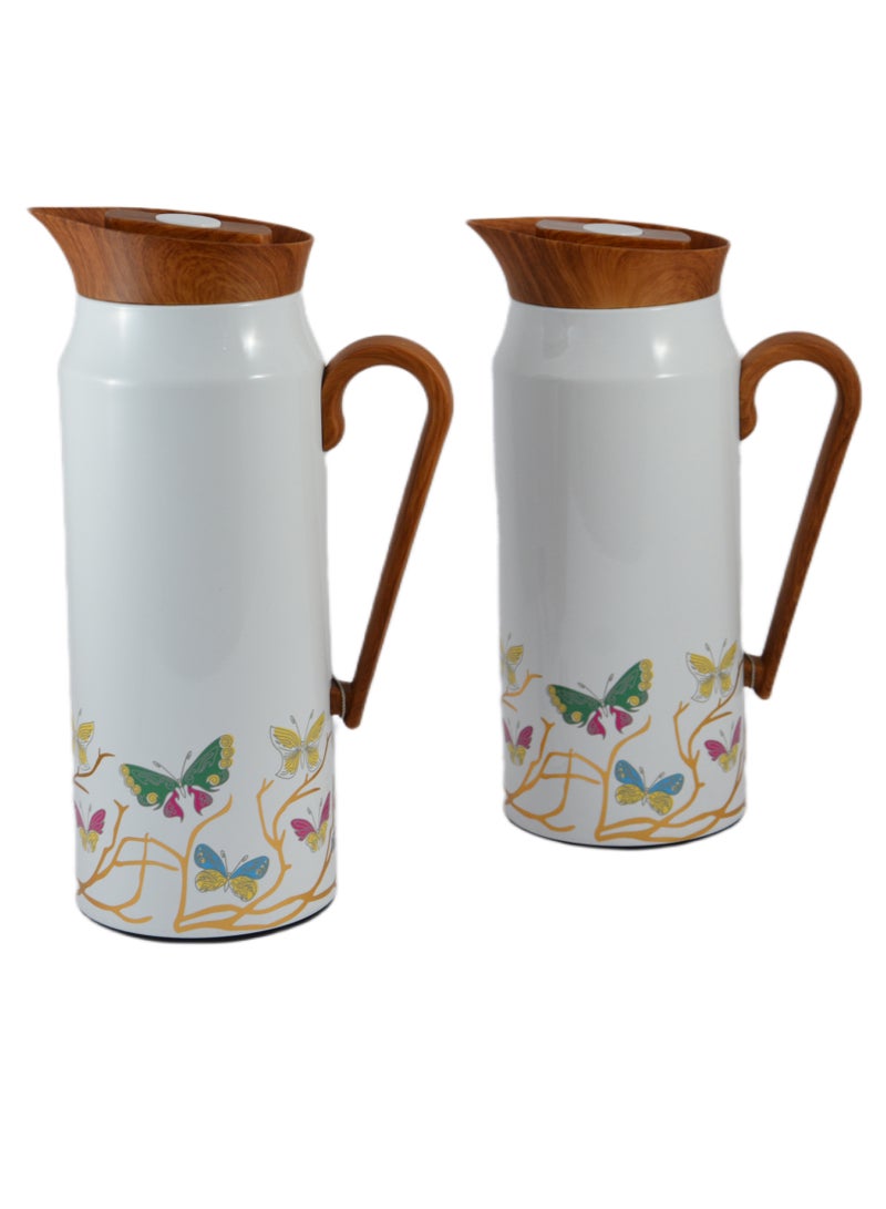 Home Maker 2-Piece Thermal Flask Set – 0.75L & 1L – Stainless Steel Exterior with Inner Glass Insulation - Image 1