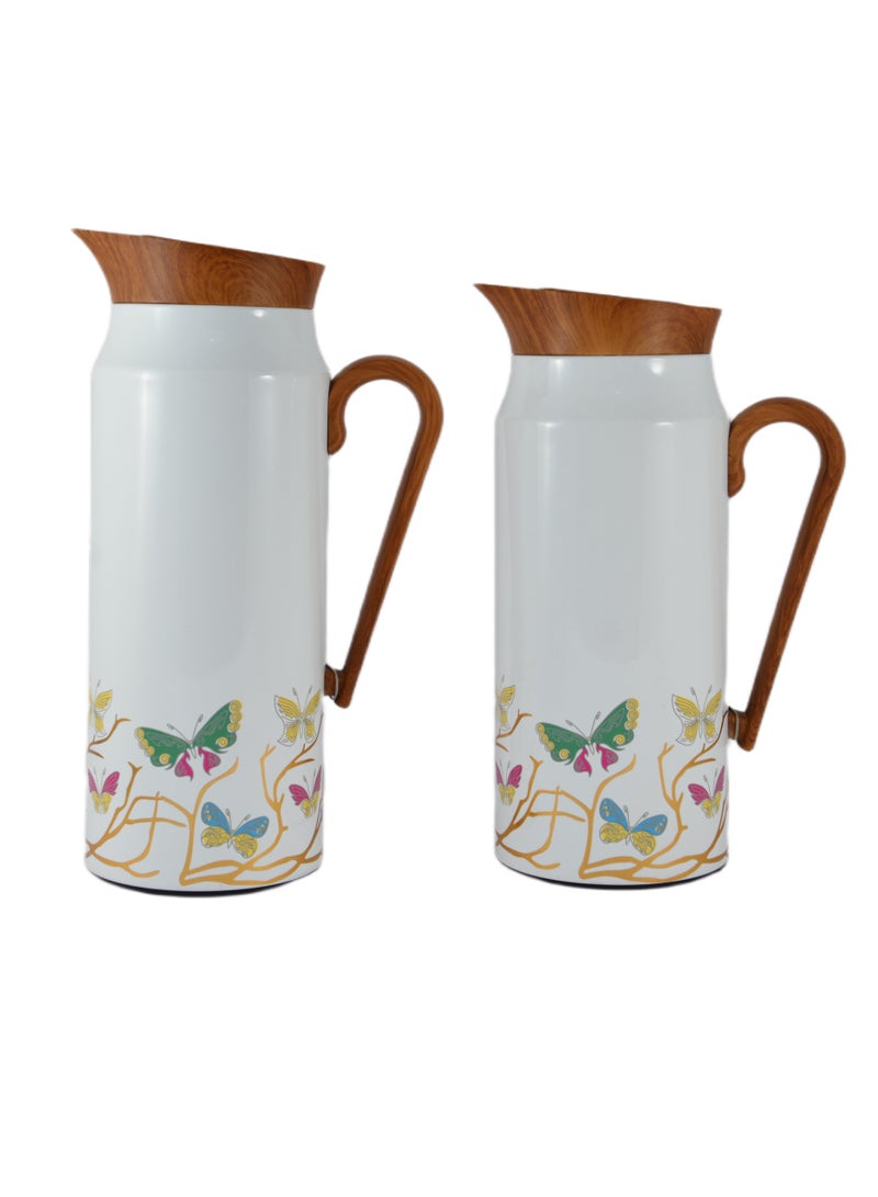 Home Maker 2-Piece Thermal Flask Set – 0.75L & 1L – Stainless Steel Exterior with Inner Glass Insulation - Image 3