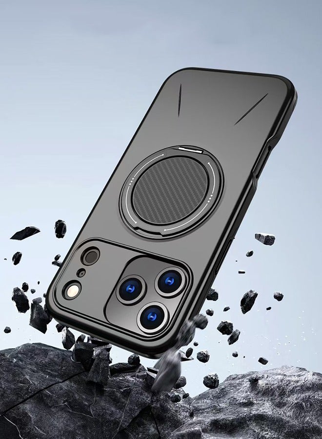 for iPhone 17 pro case, magnetic 360 ° rotatable ring bracket, supports wireless charging, shockproof silicone material - Image 3