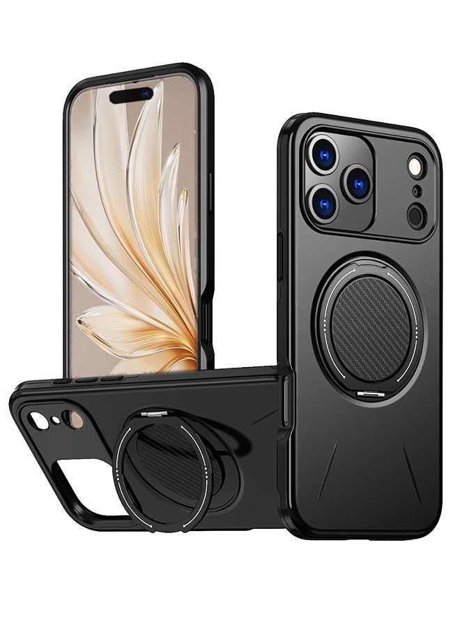 for iPhone 17 pro case, magnetic 360 ° rotatable ring bracket, supports wireless charging, shockproof silicone material - Image 1