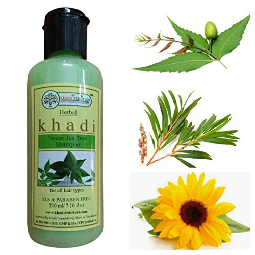 Khadi Rishikesh Ayurvedic Neem Tea Tree Shampoo Reducing Dandruff,Hair Fall Control | Daily Care Hair Cleanser | Smooth Silky -Frizz Free Hair |For Damage Hair |For Unisex-Paraben Free-210ML - Image 1